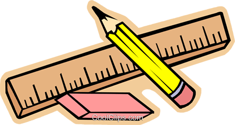 Ruler, Pencil And Eraser Royalty Free Vector Clip Art - 4 3 4 Inches (480x255), Png Download