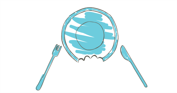 Con La Libretita De Plato Y Cubiertos Y Los Lápices - Circle (604x317), Png Download