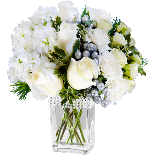 Silver Bells - Ftd Intriguing Grace Flowers - Vase Included (582x633), Png Download