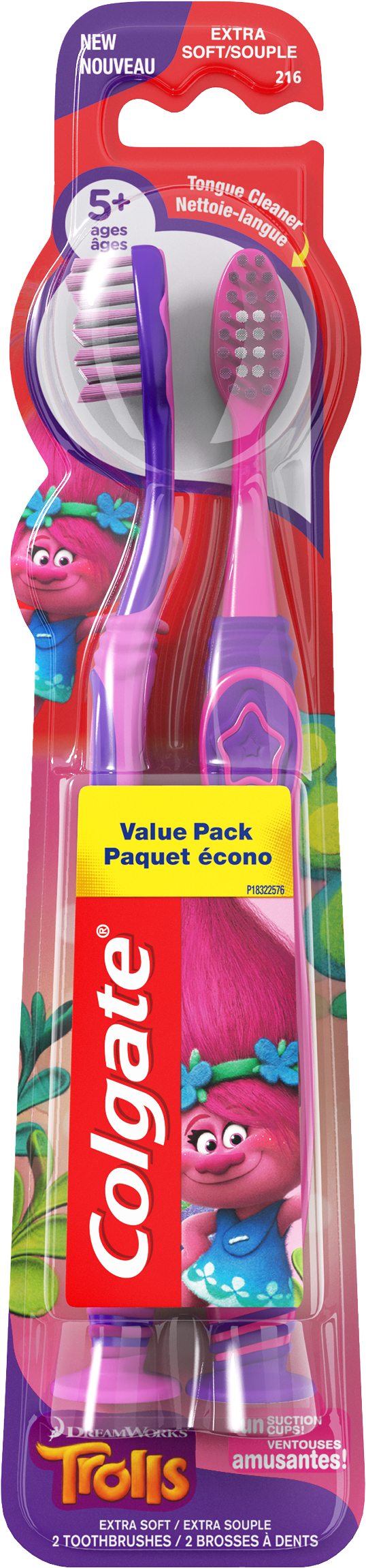 Colgate Trolls Kids Manual Toothbrush With Suction - Colgate Trolls ™ Manual Toothbrushes (2500x2500), Png Download