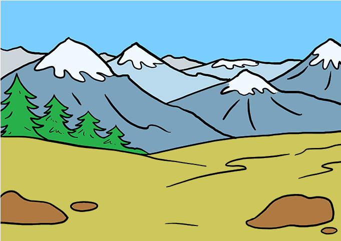 How To Draw Mountains - Drawing (680x678), Png Download