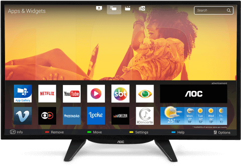 Smart Tv Aoc 43" Full Hd Le43s5760 Frente - Aoc Smart 32 (610x384), Png Download