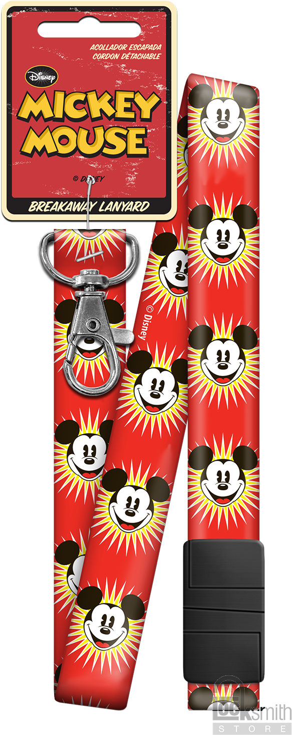 Dsl7 Mickey Mouse Red Starburst Breakaway Lanyard *** (643x1500), Png Download