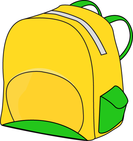 School Backpack Clipart Free Images - Yellow Backpack Clipart (466x491), Png Download