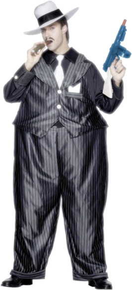Adult Fat Gangster Costume - 1920s Fancy Dress Mens (366x580), Png Download