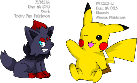 And Zorua By Fire Ice N On - Pikachu N (600x400), Png Download