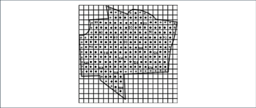 Técnica De Cuadriculación Para Terreno Plano Por César - 10 X 10 Coordinates Grid (850x361), Png Download