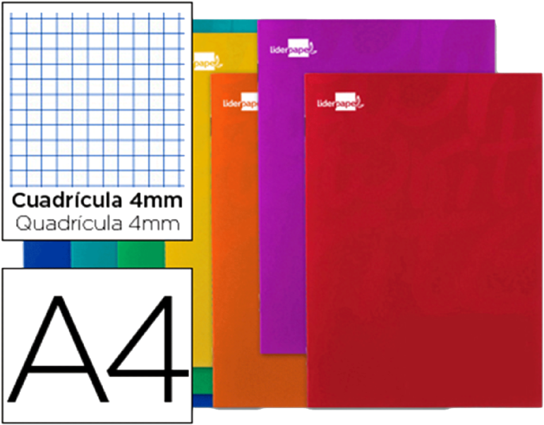 Libreta A4 Grapa Cuadricula 4 Mm 80 Hojas - Hojas De Carpetas A Cuadro (800x608), Png Download
