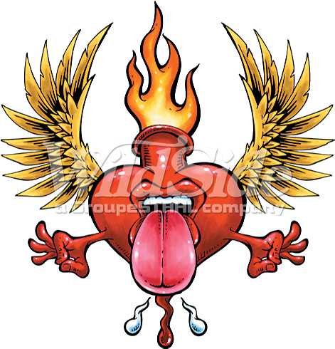 Heart With Tongue & Wings - Illustration (525x525), Png Download
