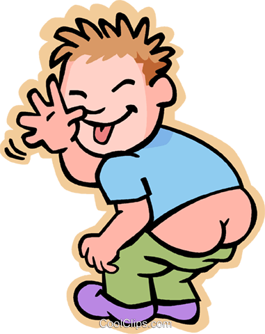 Boy With Pants Down Royalty Free Vector Clip Art Illustration - Cartoon Mooning (381x480), Png Download