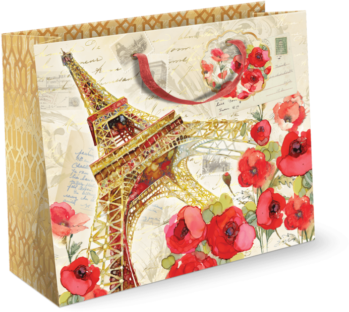 Paris Sparkle Large Gift Bag - Paris (768x704), Png Download