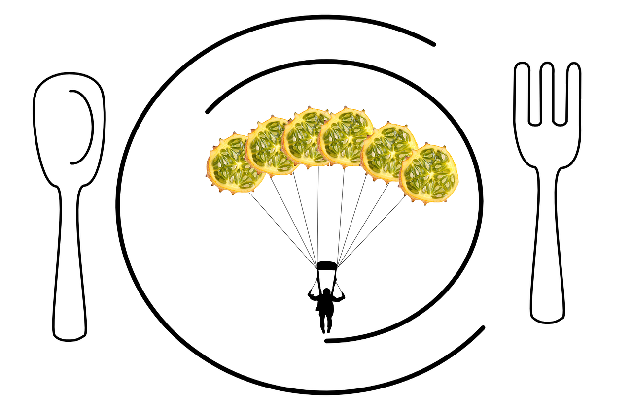 Food Design Vector Parachute Silhouette Fruit - Food (1280x853), Png Download