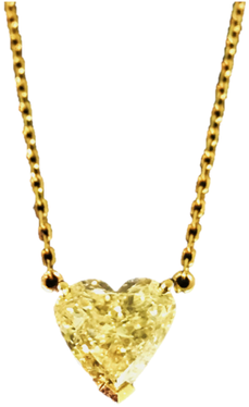2 Carat Yellow Heart Shape Diamond Classic Retro Necklace - Łańcuszek Z Literka P Zloty (498x426), Png Download