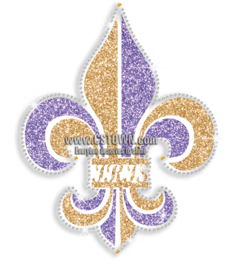 Gold & Purple Iris Fleur De Lis Iron-on Glitter Transfer - Irises (450x450), Png Download