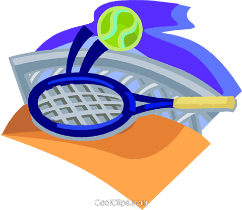 Tennis Net With Racquet On Ball Royalty Free Vector - Sports Centre Cartoon (480x415), Png Download
