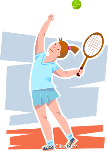 Female Tennis Player Server Royalty Free Vector Clip - Girl Playing Tennis (345x480), Png Download