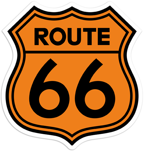 Car & Motorbike Stickers - Route 66 Clipart Png (500x524), Png Download
