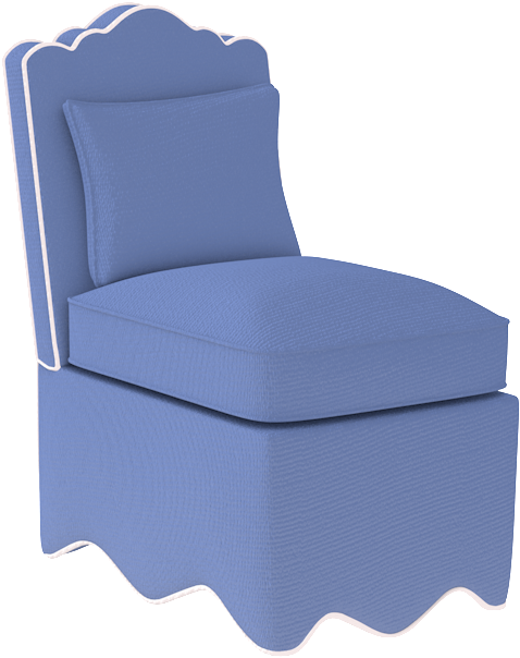 Upholstered Scallop Slipper Chair - Club Chair (1000x1000), Png Download