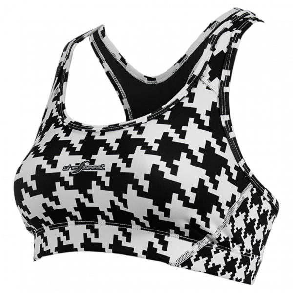 Shebeest Houndstooth Jog Bra - Bra (600x600), Png Download