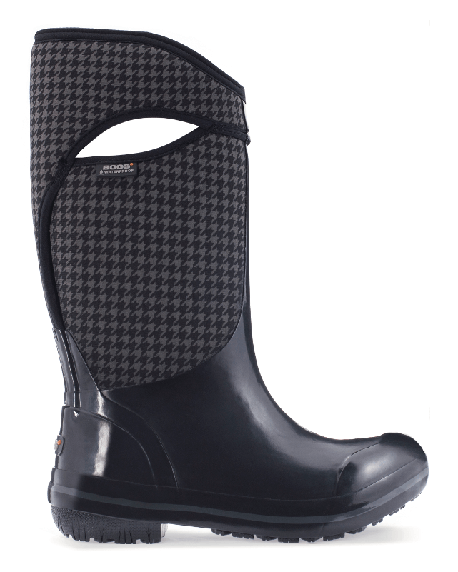 Bogs Plimsoll Houndstooth Tall Black Houndstooth - Bogs Plimsoll Houndstooth Boot (800x800), Png Download