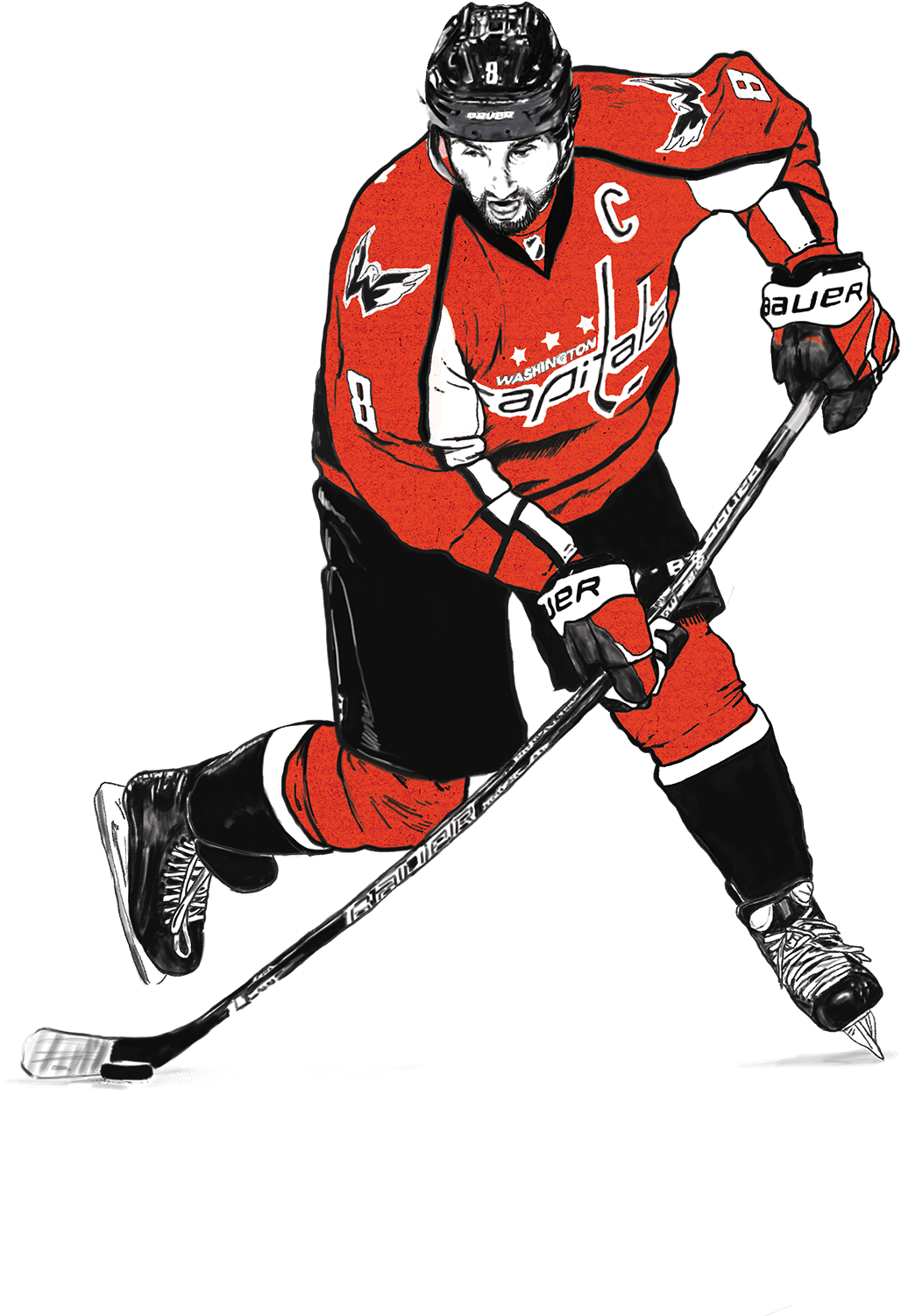 Alex Ovechkin And His 500 Goals, As Remembered By The - Draw Alex Ovechkin (1230x1687), Png Download