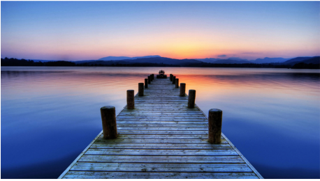 Nature Background - Lake And Dock Landscape Photo Still Water Photography (457x359), Png Download