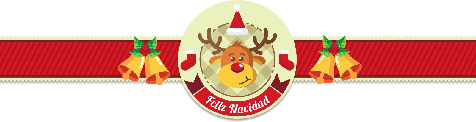 Red Christmas Background With Ornaments And Reinde (1600x410), Png Download