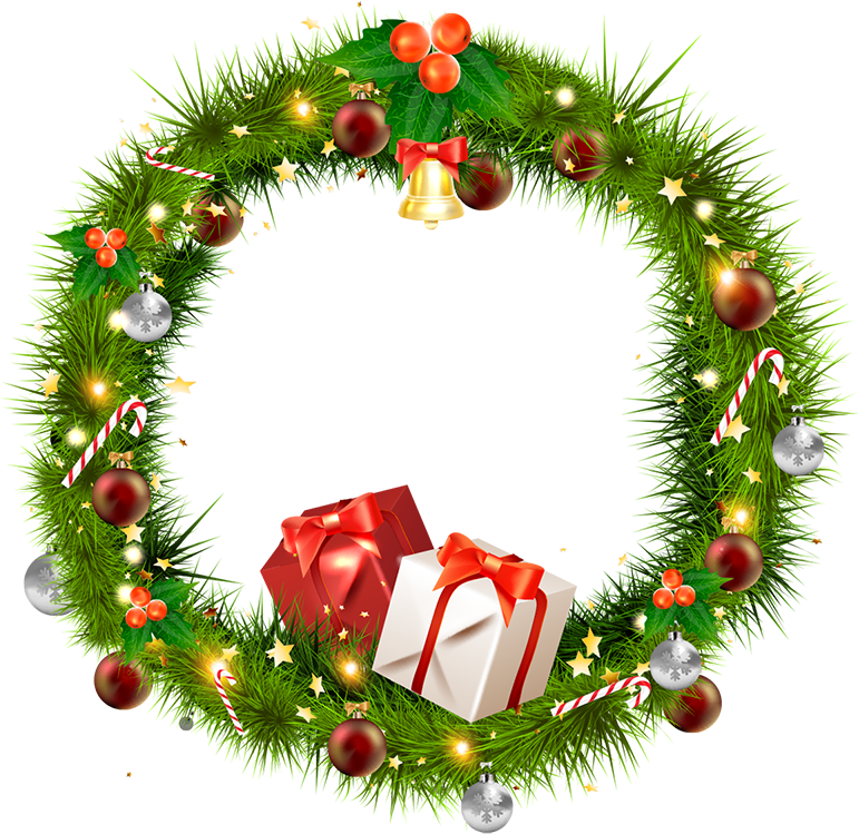 Clipart Navidad Png - Png Christmas Wreath With Transparent Background (800x800), Png Download