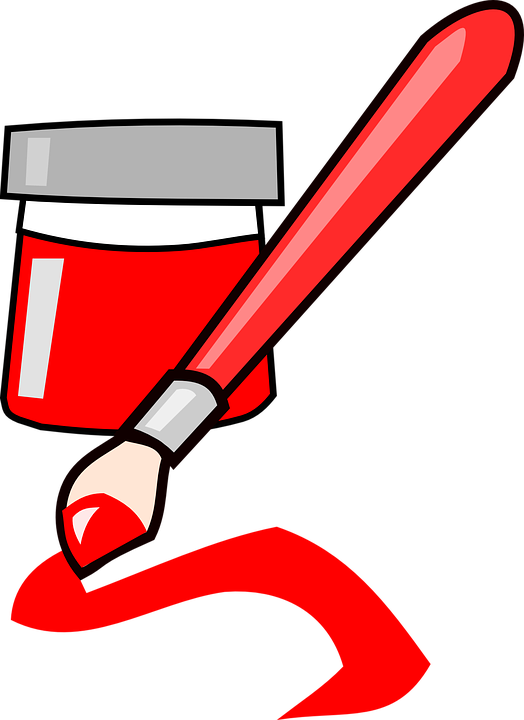 Black And White Clipart Picture Of Paint Brush - Paint Red Clipart Free (524x720), Png Download