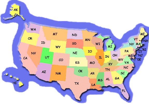 Usa Instructor Map - Map (574x402), Png Download