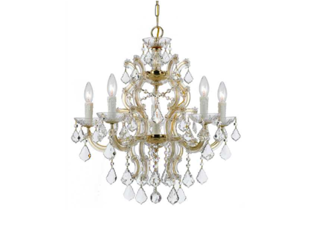Absolutely Design Gold And Crystal Chandelier - Crystorama Lighting Group 4335-cl-saq Maria Theresa (585x329), Png Download