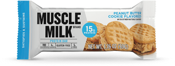 Muscle Milk Bar Peanut Butter Cookie - Muscle Milk Protein Bar, Peanut Butter Cookie, 15g (380x430), Png Download