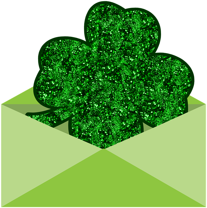 Shamrock, Clover, Four Leaf, Envelope, St Patrick - Four-leaf Clover (714x720), Png Download