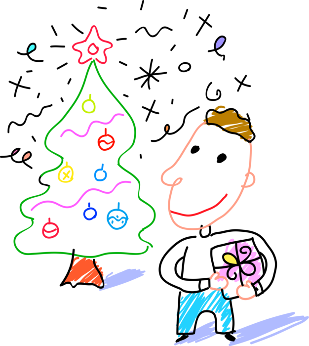 Vector Illustration Of Child Receives Present Gift - Cartoon (626x700), Png Download