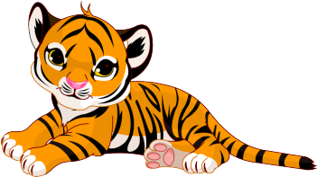 Raja, The Baby Tiger - Tiger Cartoon Png (350x350), Png Download