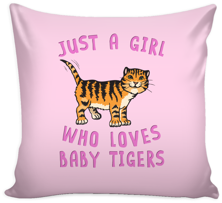 Just A Girl Who Loves Baby Tiger Pillow Cover Animal - Cute Tiger Large Wall Clock (1024x1024), Png Download