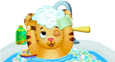 Daniel Tiger Taking A Bath - Daniel Tiger In The Bath (400x400), Png Download