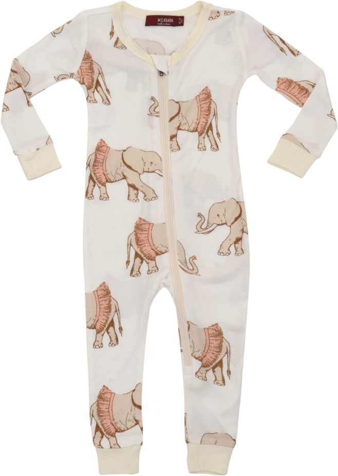 Bamboo Zipper Pajama - Milkbarn Bamboo Zippered Pajamas (3-6 M, Tutu Elephant) (480x480), Png Download