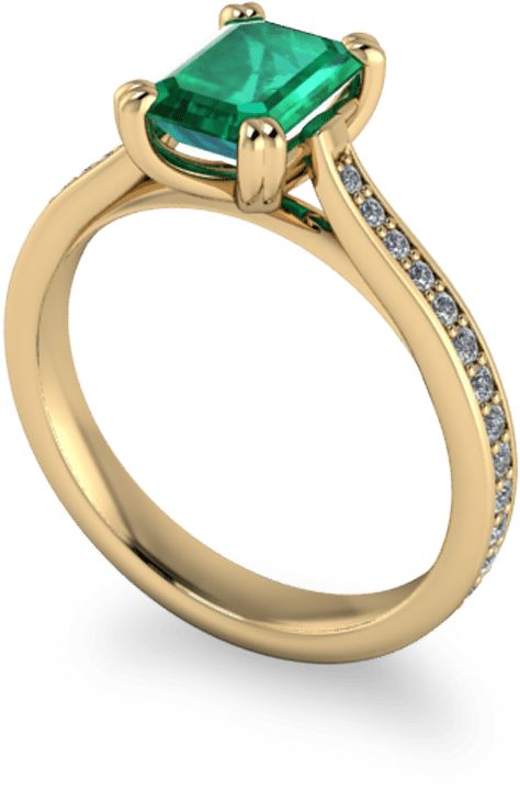 Emerald And Diamond Vintage Style Ring - New Style Gold Ring (800x800), Png Download