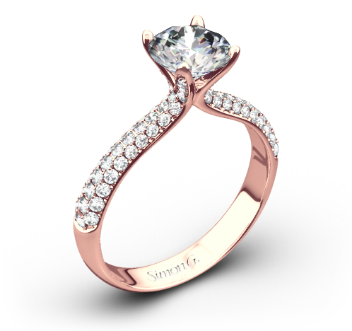 Tr431 Caviar Diamond Engagement Ring - Nice 1.26 Ct G-h White Moissanite Engagement 14k Fine (500x500), Png Download