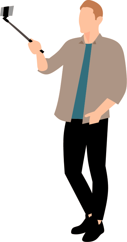 Selfie Stick Mobile Phones Computer Icons - People Selfie Photo Png (393x750), Png Download