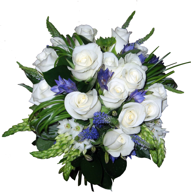 Rosas, Orquídeas Y Azules - Arreglo Floral Boda Png (643x648), Png Download