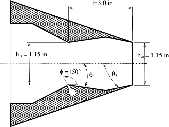 Geometric Design Variables For The Nozzle Model Tested - Diagram (680x508), Png Download