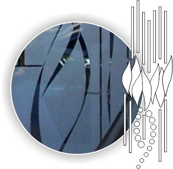 Geometric Etched Glass - Glass Etching (354x346), Png Download