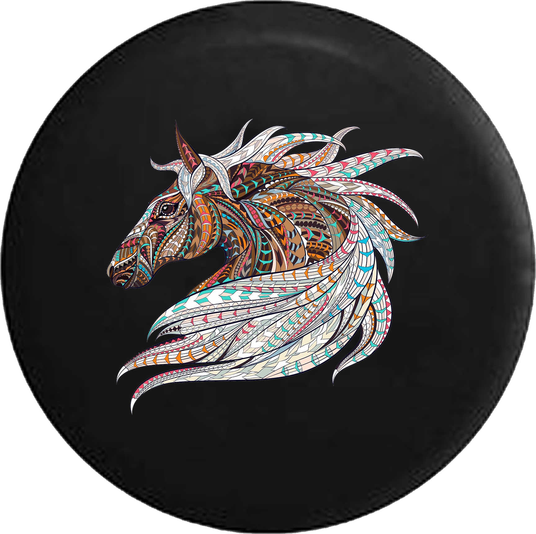 Geometric Design Horse Mane Rv Camper Spare Tire Cover-35 (1728x1721), Png Download