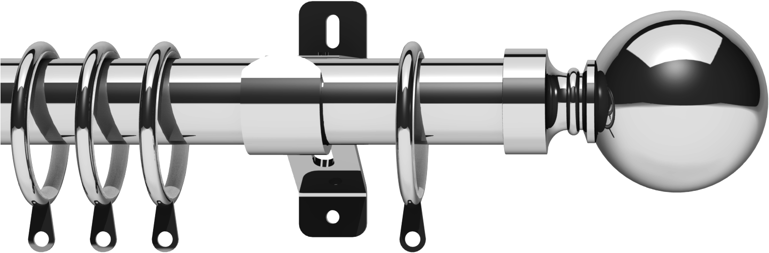 Belgravia 28mm Curtain Pole Chrome - Swish Elements 25/28mm Minster Pole Set 180cm Chrome (2489x1400), Png Download