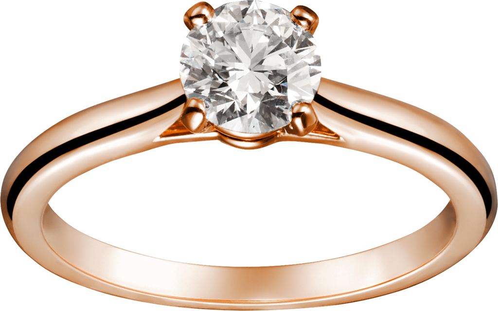 1895 Solitaire Ringpink Gold, Diamond - Cartier Rose Gold Diamond Ring (1024x639), Png Download