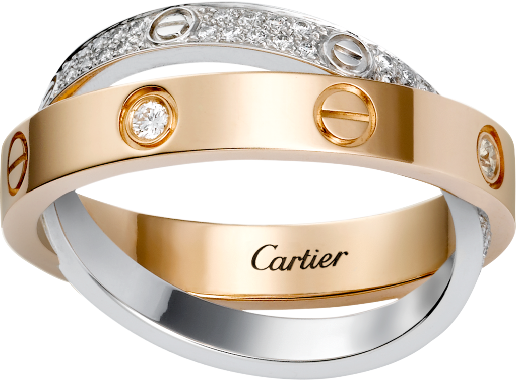 Love Ring, Diamond-pavedpink Gold, White Gold, Diamonds - Cartier Rings With Diamonds (1024x756), Png Download