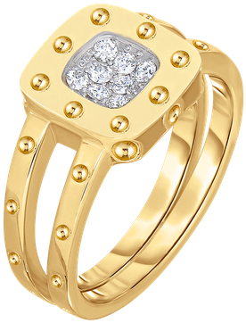 Roberto Coin Gold Diamond Ring - Roberto Coin Pois Moi Two Tone Gold Diamond Ring (800x800), Png Download