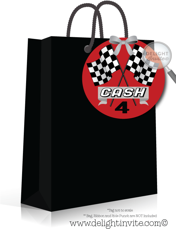 Dragster Racer Birthday Party Favor Tag - Birthday Party Race Car Favor Bags (613x822), Png Download